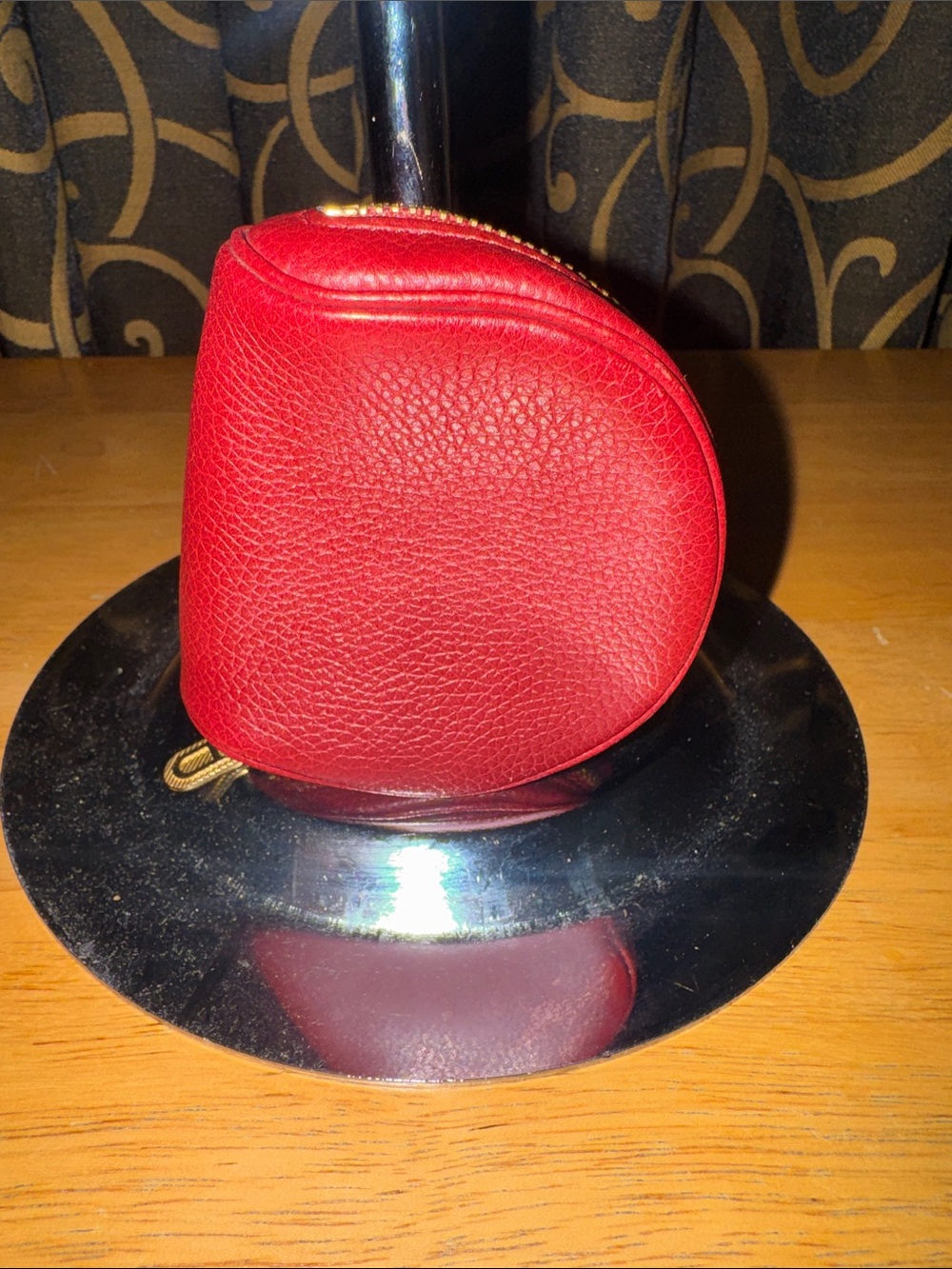 Delvaux vintage Red Grained Leather Half-Moon Coin Purse Pouch 💎 pristine - Picture 3 of 5